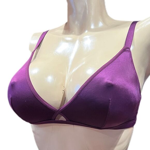 Victoria’s Secret Supersoft Satiny Unlined bralette bra Burgundy Medium - Picture 2 of 5